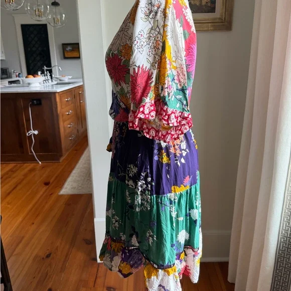Anthropologie Floral Multicolor Wrap Dress - Picture 5 of 7